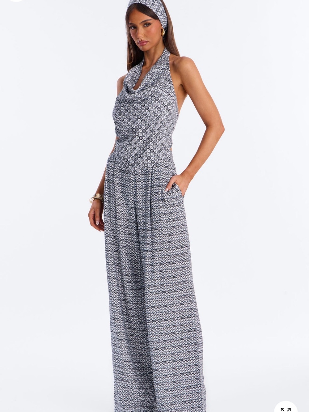 Sleeveless Printed 3 Piece Set - Pants Top and Headband